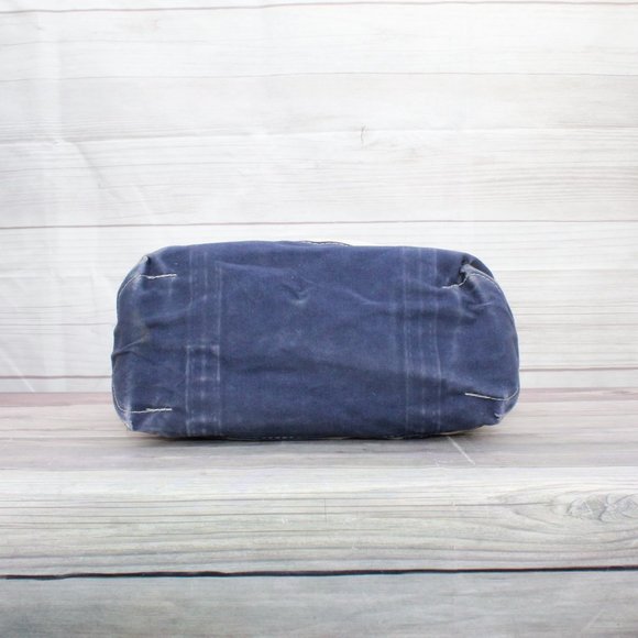 LL BEAN Boat & Tote Cream Canvas Blue Trim JMS & IBS Zip Top Purse Tote Handbag - Picture 6 of 9